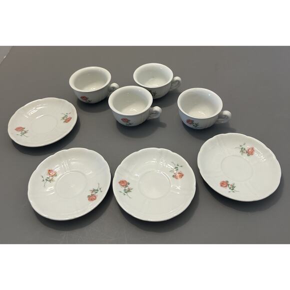 Dollhouse Miniature Tea Pot Set Kitchen Dish Rose Floral 13 Piece Lot VTG - READ - Picture 2 of 9